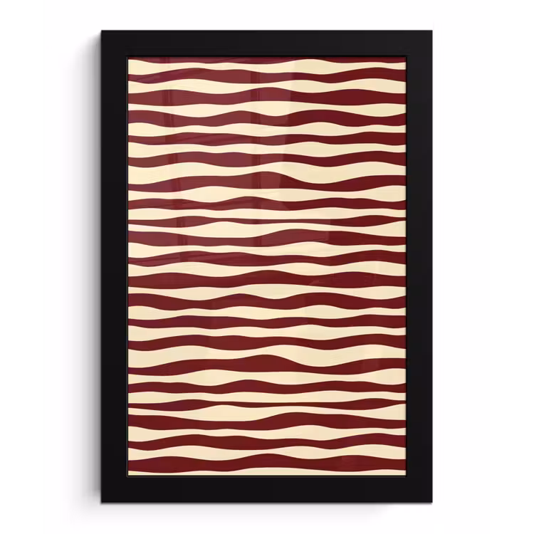 Poster met lijst - Golven - Rood - Patroon - Crème — 1
