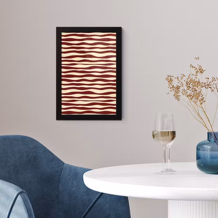Poster met lijst - Golven - Rood - Patroon - Crème — 2