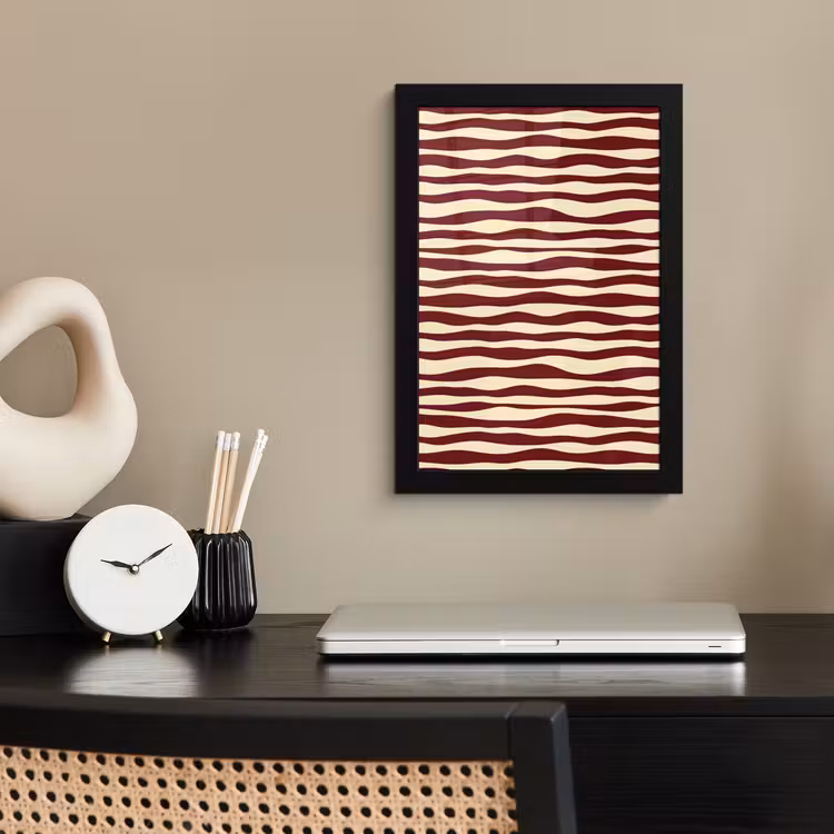 Poster met lijst - Golven - Rood - Patroon - Crème — 3