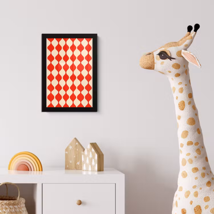 Poster met lijst - Golvend patroon - Retro - Rood - Beige — 5