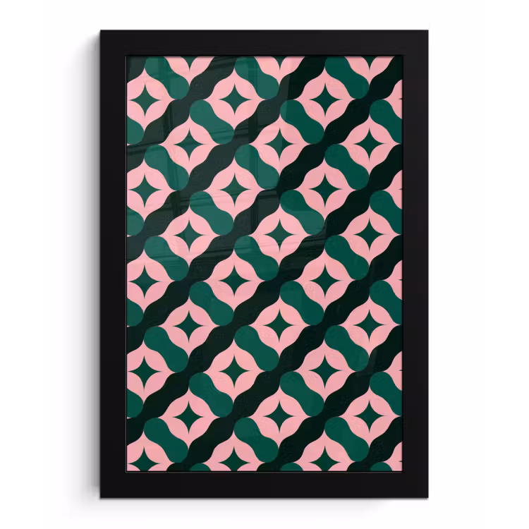 Poster met lijst - Groen - Roze - Retro - Sterren — 1