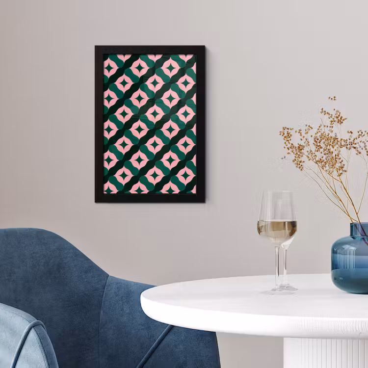 Poster met lijst - Groen - Roze - Retro - Sterren — 2