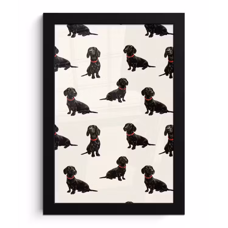 Poster met lijst - Hond - Patroon - Zwart — 1