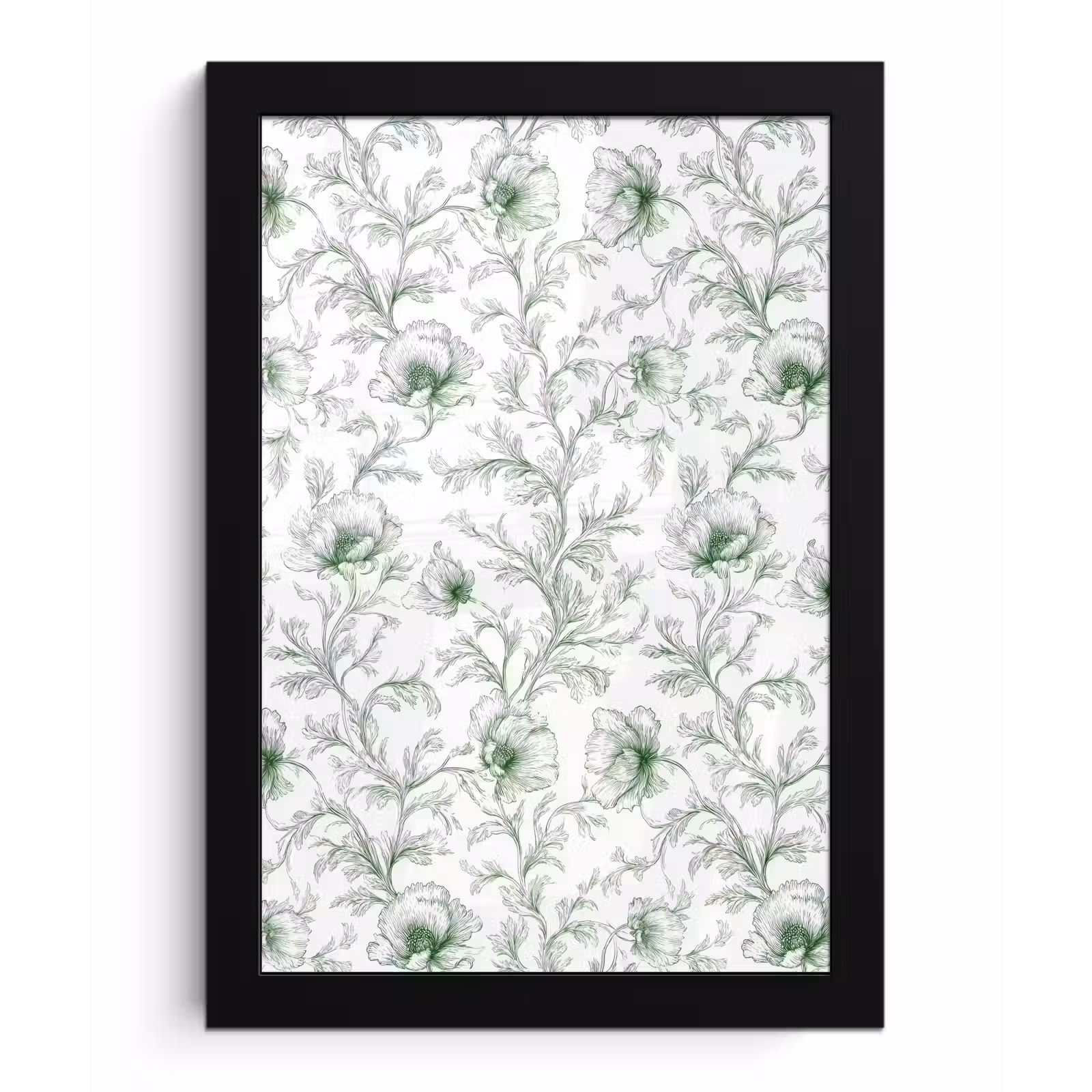 Poster met lijst - Bloemen - Getekend - Groen — 1
