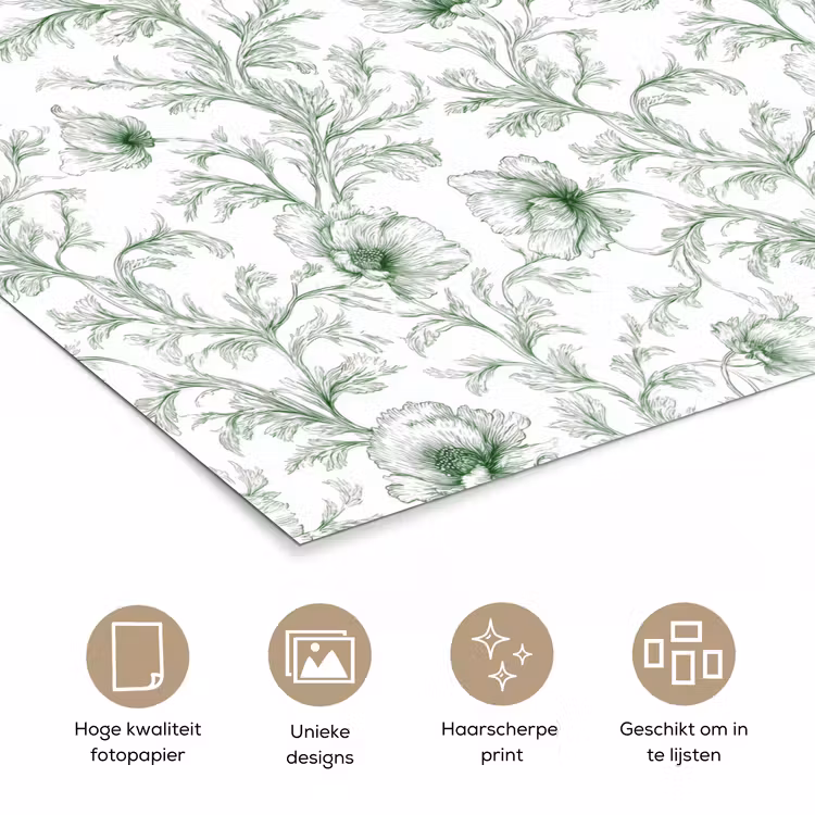 Poster - Bloemen - Getekend - Groen — 5