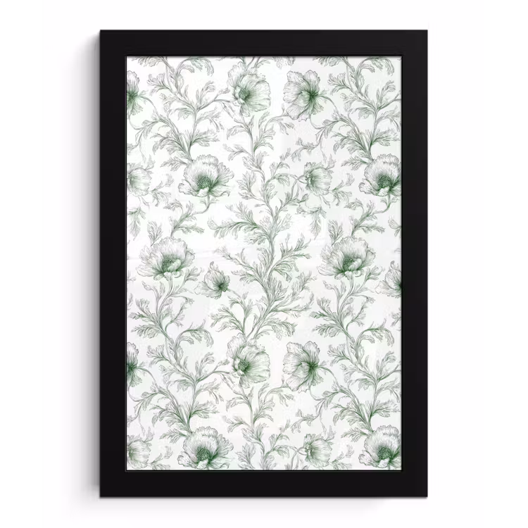 Poster met lijst - Bloemen - Getekend - Groen — 1