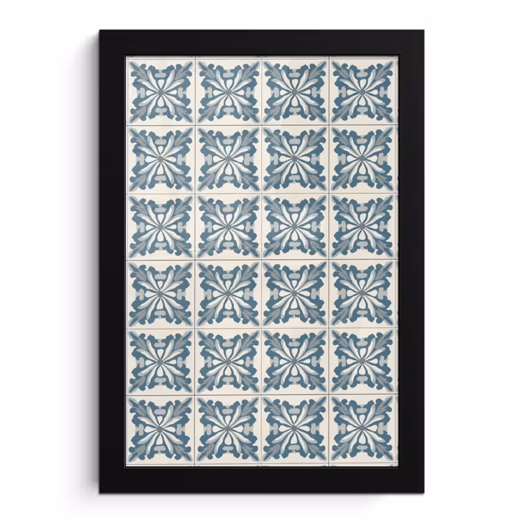 Poster met lijst - Dessin - Tegel - Blauw — 1