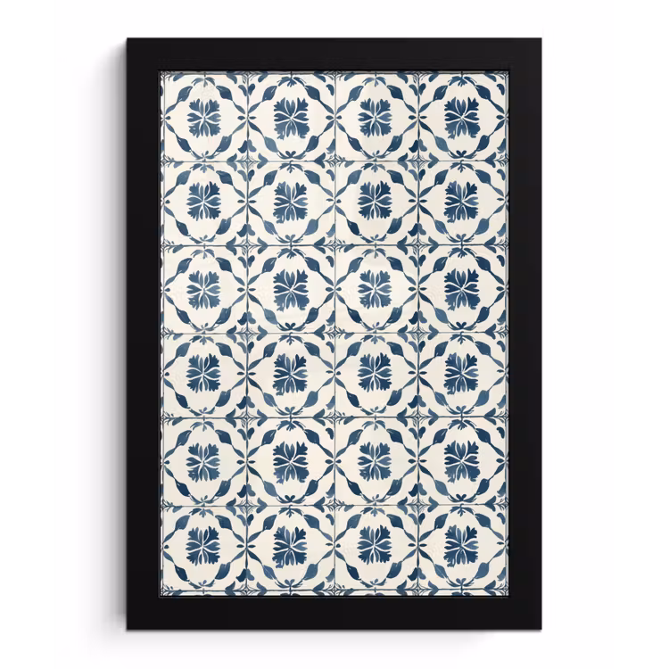 Poster met lijst - Grafisch - Tegel - Blauw — 1