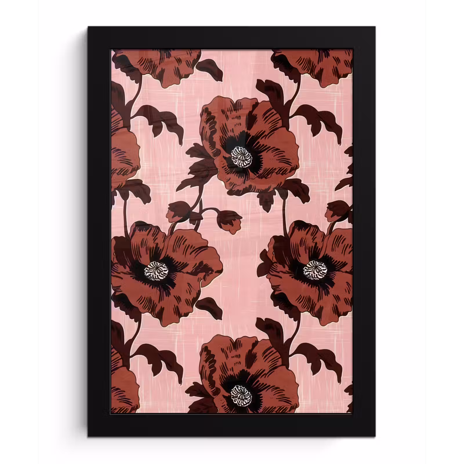 Poster met lijst - Bloemen - Retro - Rood — 1