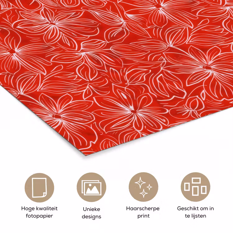 Poster - Bloemen - Patroon - Rood — 5