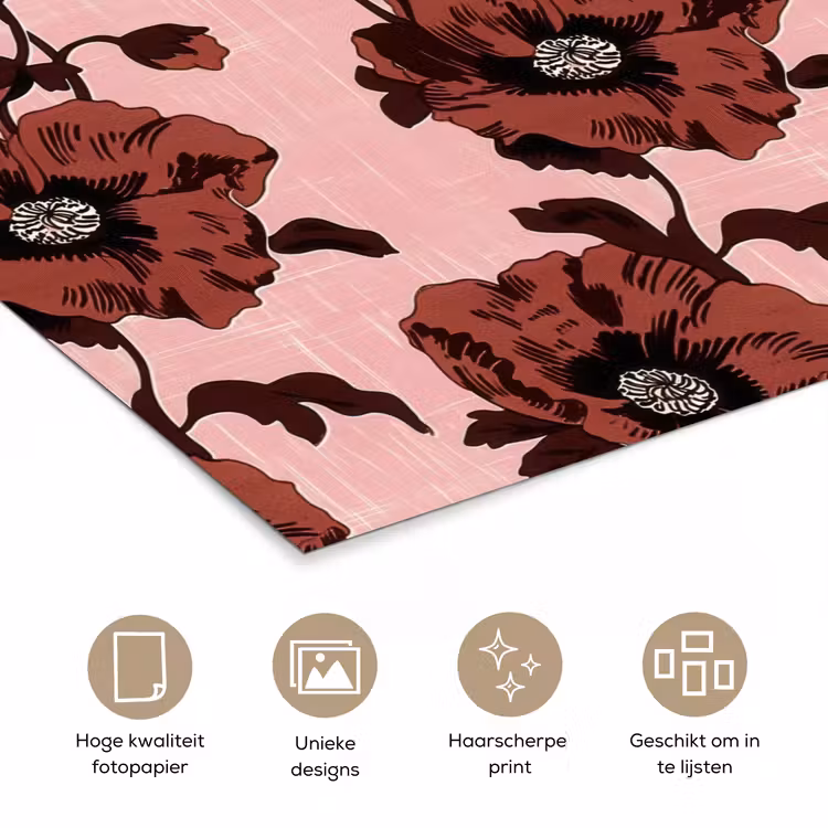Poster - Bloemen - Retro - Rood — 5