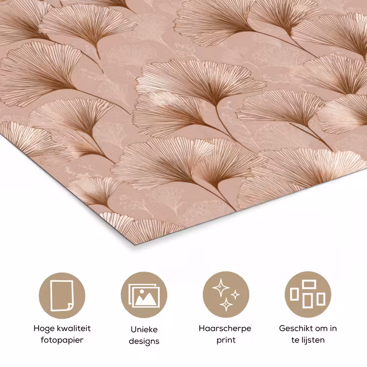 Poster - Ginkgo - Patroon - Roze — 5