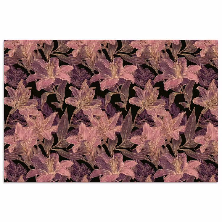 Poster - Lelies - Patroon - Paars - Goud — 1