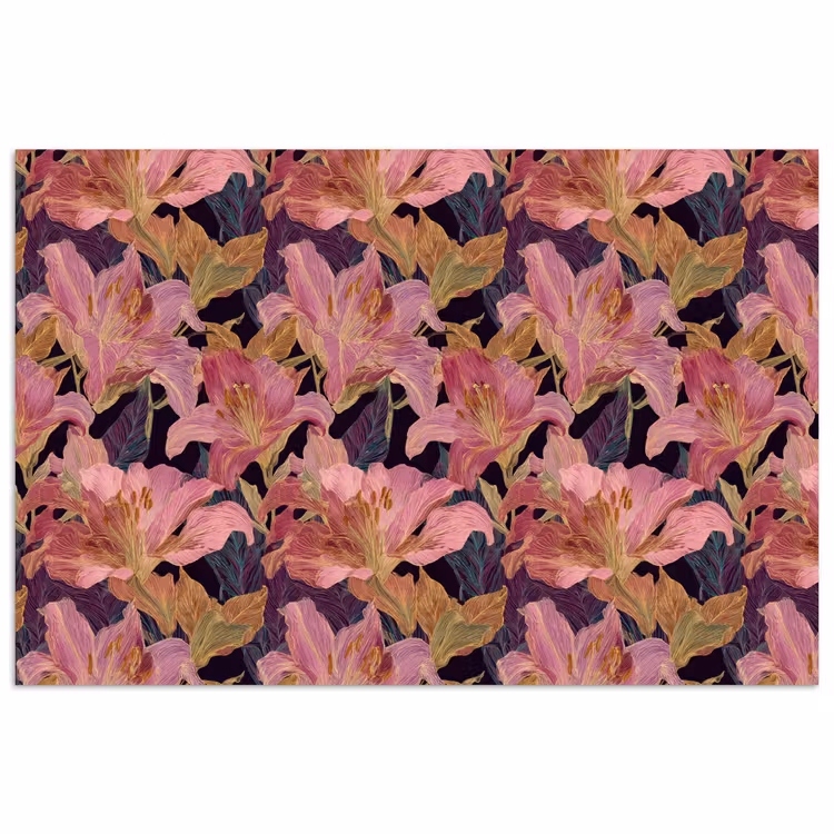Poster - Lelies - Patroon - Roze - Goud — 1