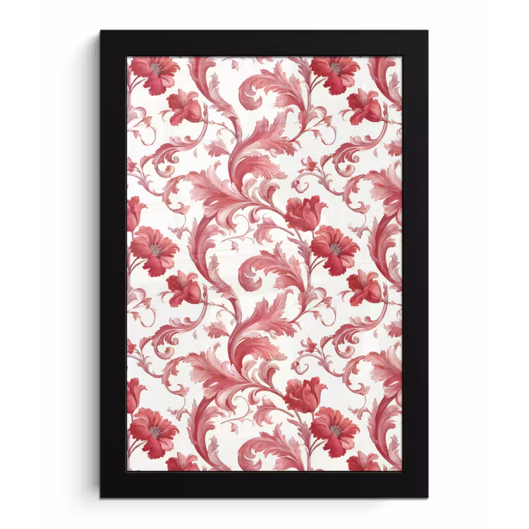 Poster met lijst - Barok - Patroon - Rood — 1