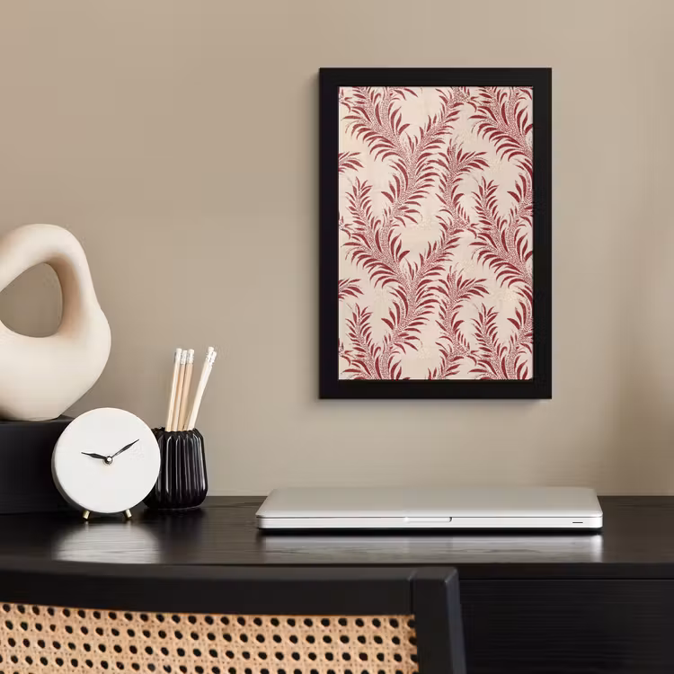 Poster met lijst - Bladeren - Linnen - Rood — 3