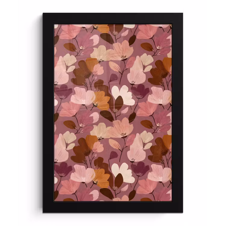 Poster met lijst - Bloem - Patroon - Roze — 1