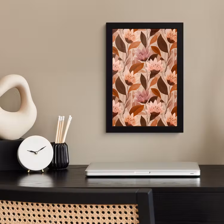 Poster met lijst - Bloemen - Bladeren - Bruin — 3