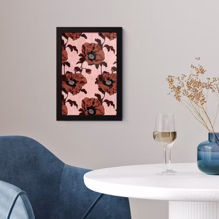Poster met lijst - Bloemen - Retro - Rood — 2
