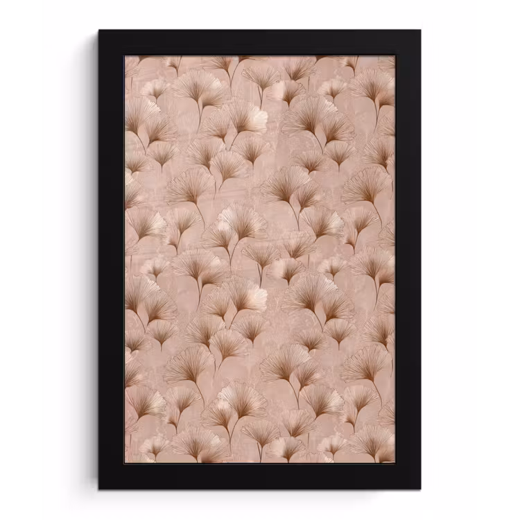 Poster met lijst - Ginkgo - Patroon - Roze — 1