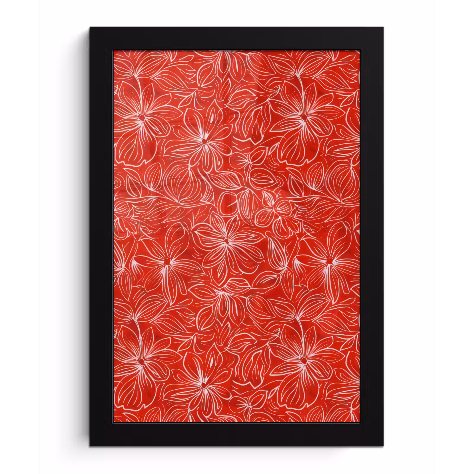 Poster met lijst - Bloemen - Patroon - Rood — 1