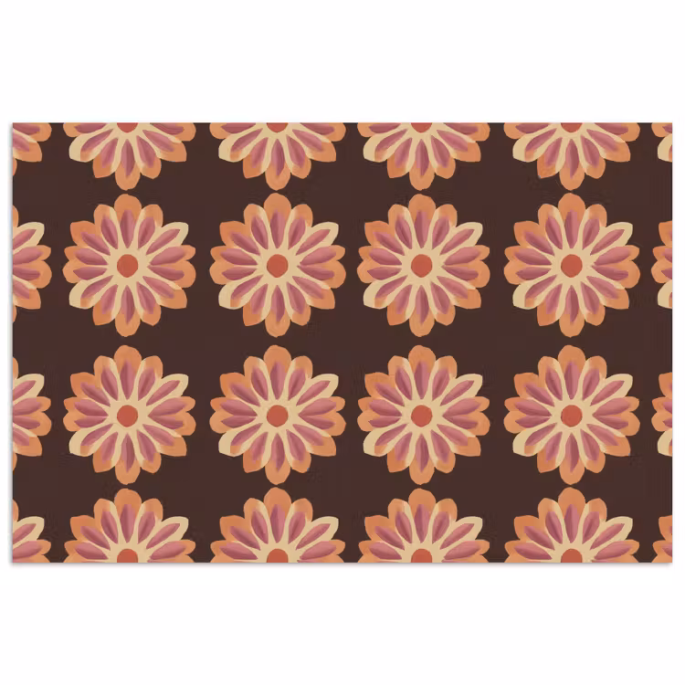 Poster - Bloemen - Patroon - Bruin — 1