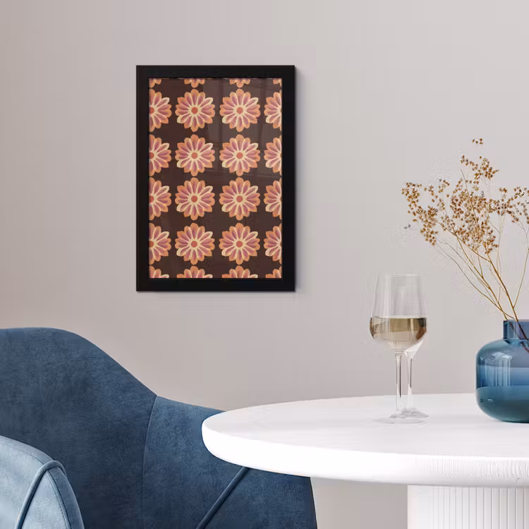 Poster met lijst - Bloemen - Patroon - Bruin — 2