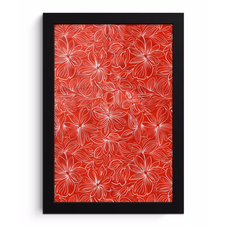 Poster met lijst - Bloemen - Patroon - Rood — 1