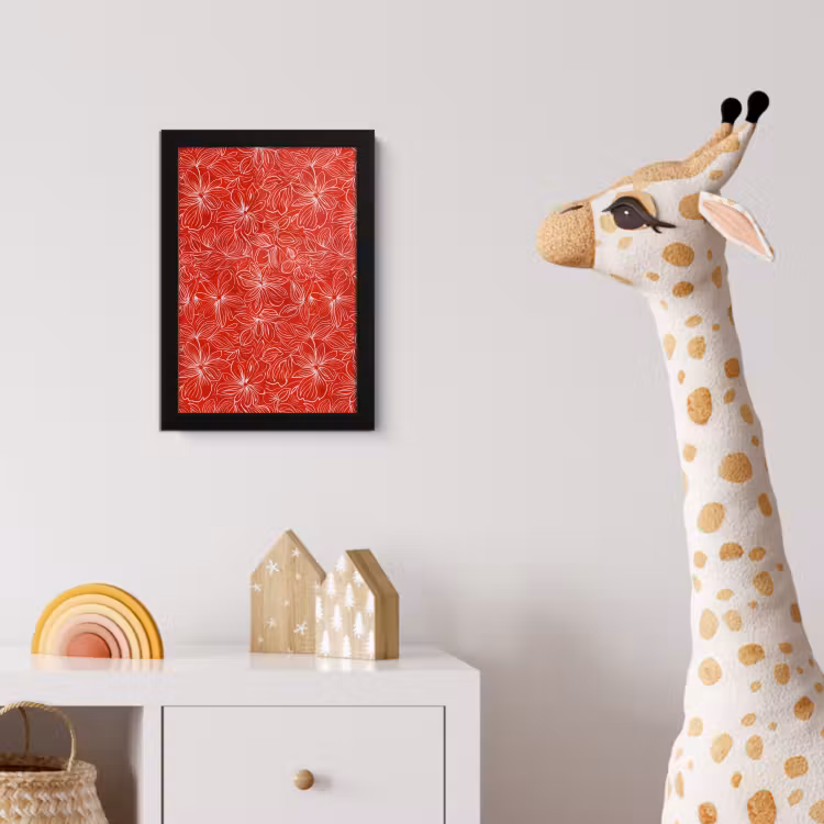 Poster met lijst - Bloemen - Patroon - Rood — 5