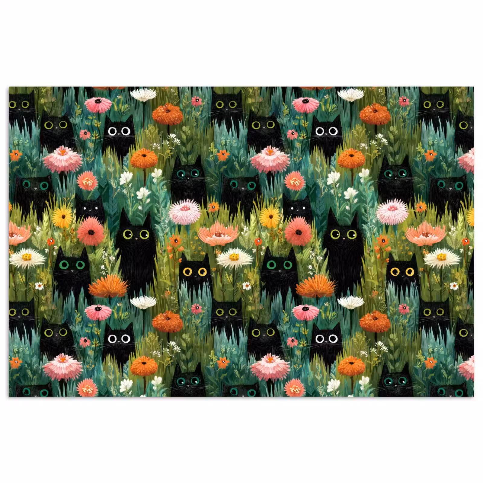 Poster - Katten - Bloemen - Kleurrijk — 1