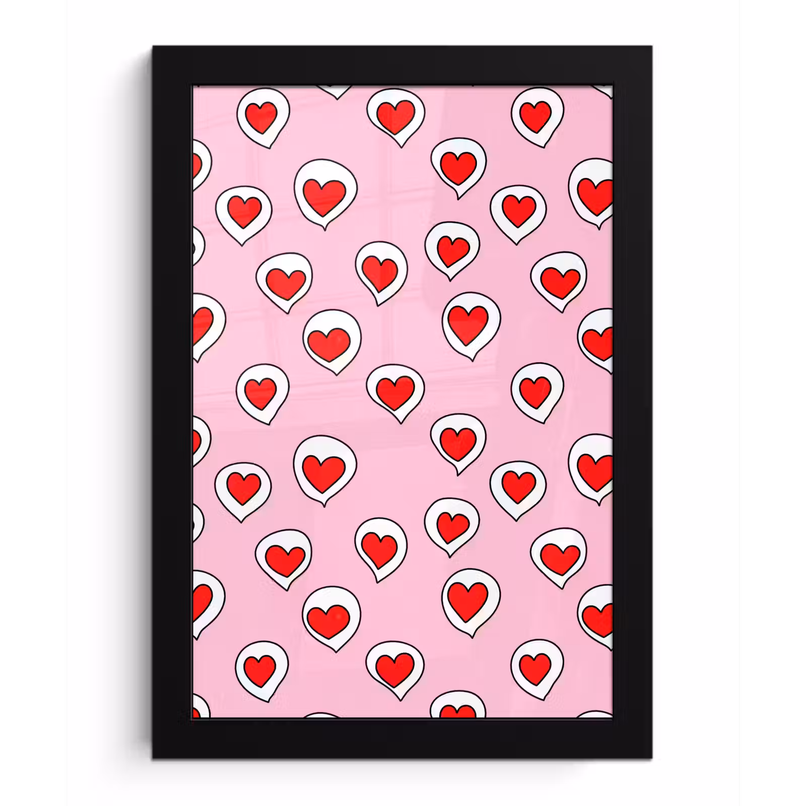 Poster met lijst - Hartjes - Patroon - Rood — 1