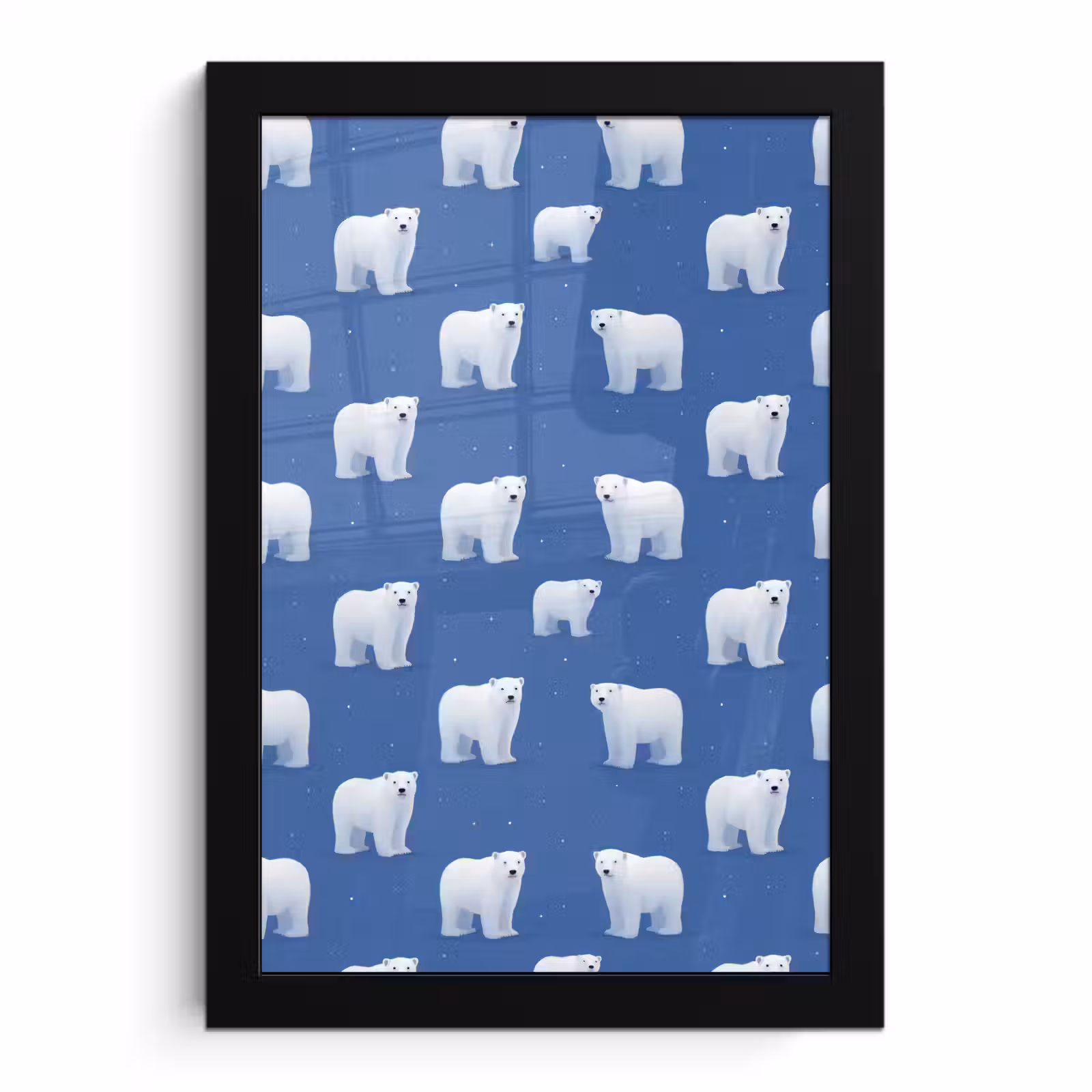 Poster met lijst - IJsbeer - Patroon - Blauw — 1