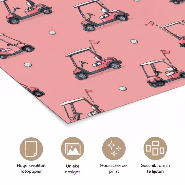 Poster - Golfkar - Retro - Roze — 5