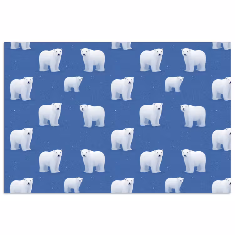Poster - IJsbeer - Patroon - Blauw — 1