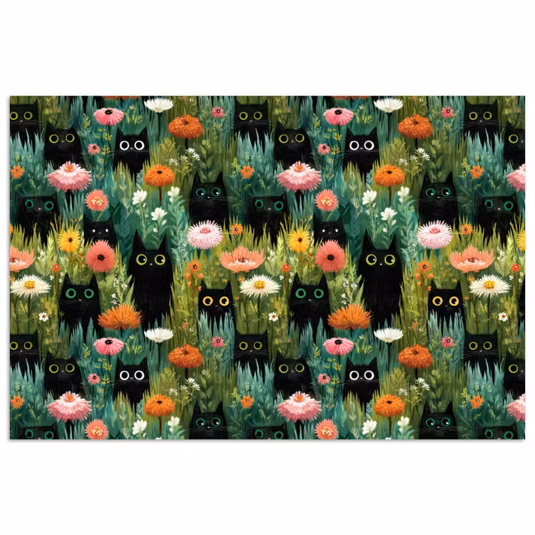 Poster - Katten - Bloemen - Kleurrijk — 1