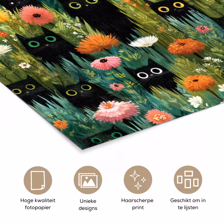 Poster - Katten - Bloemen - Kleurrijk — 5