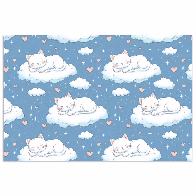 Poster - Kitten - Wolken - Blauw — 1