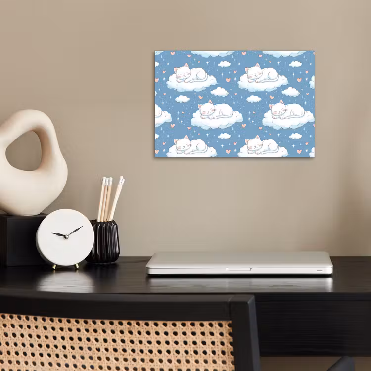 Poster - Kitten - Wolken - Blauw — 2