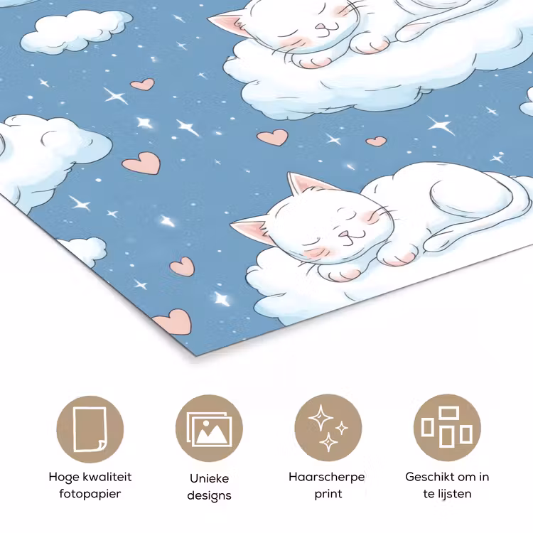 Poster - Kitten - Wolken - Blauw — 5