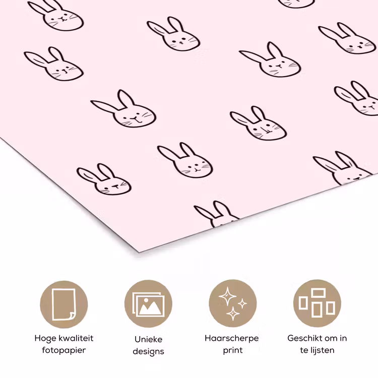Poster - Konijnen - Minimalistisch - Roze — 5