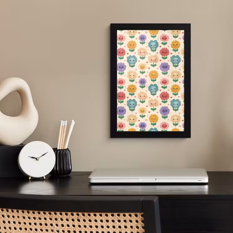 Poster met lijst - Bloemen - Hartjes - Kleurrijk — 3