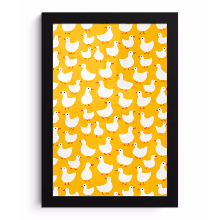 Poster met lijst - Eendjes - Patroon - Geel — 1