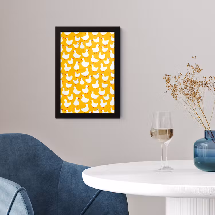 Poster met lijst - Eendjes - Patroon - Geel — 2