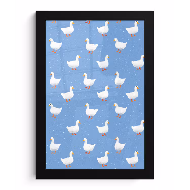 Poster met lijst - Ganzen - Elegant - Blauw — 1