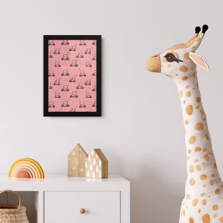 Poster met lijst - Golfkar - Retro - Roze — 5