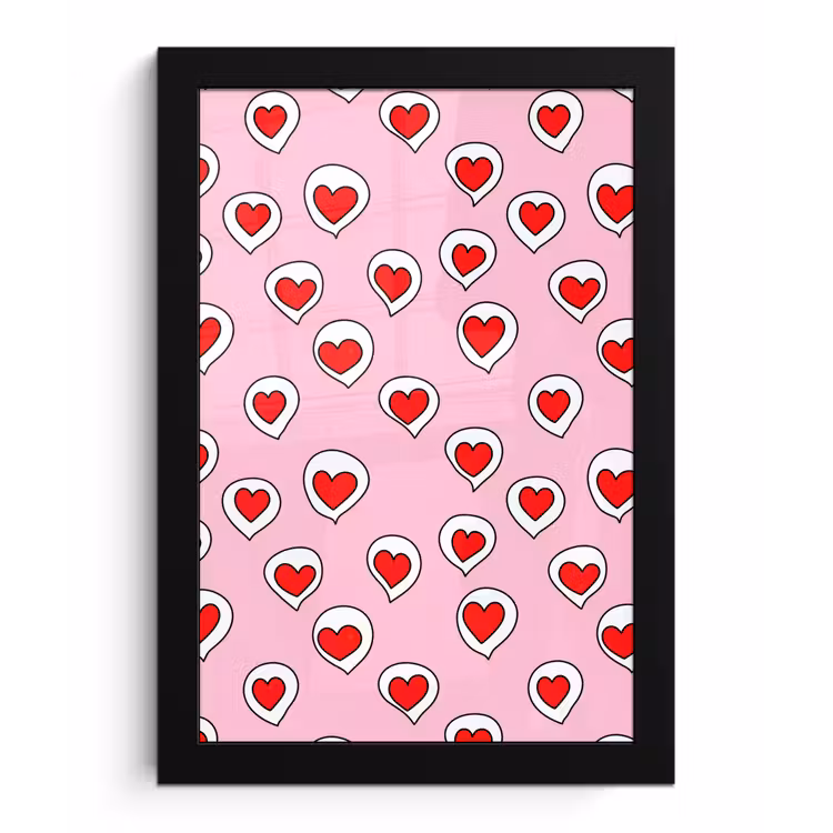 Poster met lijst - Hartjes - Patroon - Rood — 1
