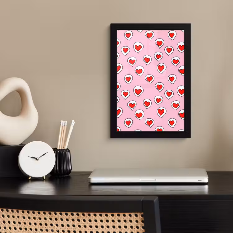 Poster met lijst - Hartjes - Patroon - Rood — 3