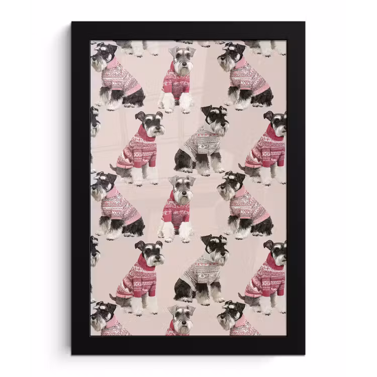 Poster met lijst - Honden - Truien - Rood — 1
