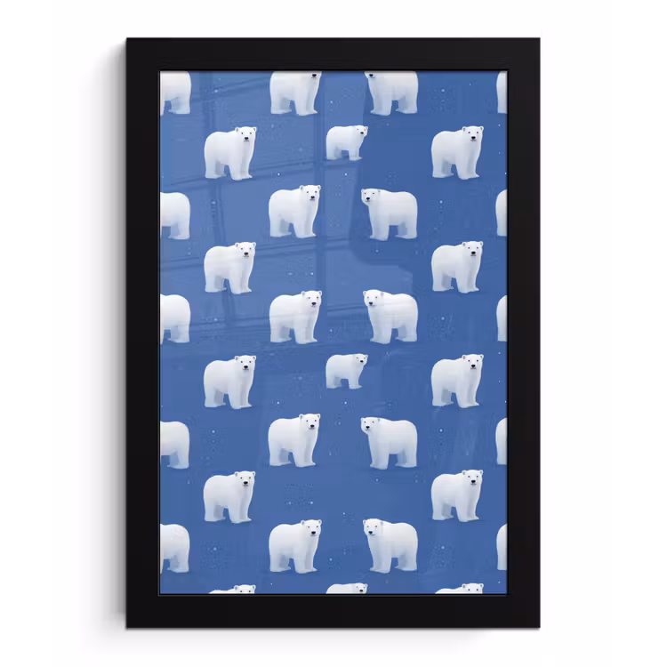 Poster met lijst - IJsbeer - Patroon - Blauw — 1