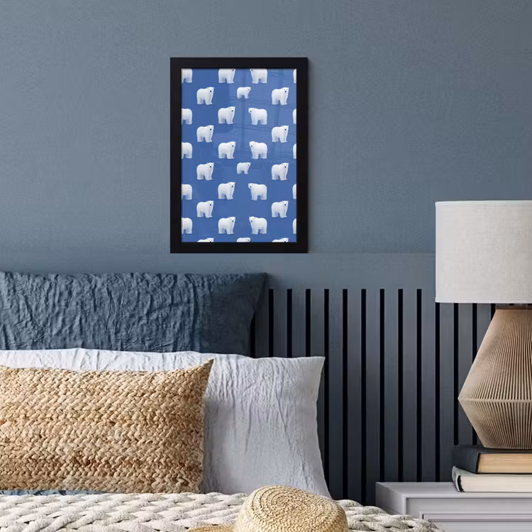 Poster met lijst - IJsbeer - Patroon - Blauw — 4